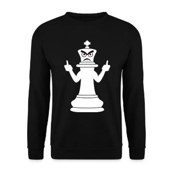 Middle Finger Chess Player Chess Pieces - Unisex Pullover - Schwarz - Vorne - Alina (178cm) & Michal (187cm)