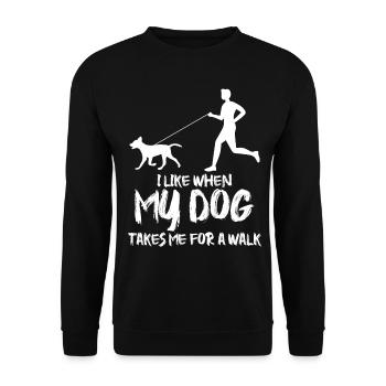 Chiens Teckel Promenade de chien - Sweat-shirt Unisexe - noir - Devant - Alina (178cm) & Michal (187cm)
