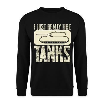 I like Tanks MBT Tank Driver Tank Combat - Unisex Pullover - Schwarz - Vorne - Alina (178cm) & Michal (187cm)