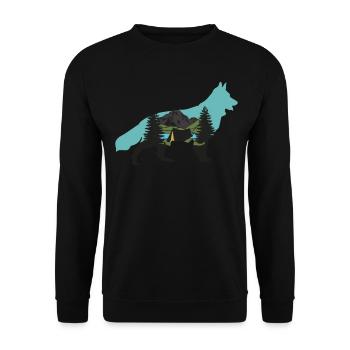 Shepherd Dog Leash German Shepherd - Unisex Sweatshirt - black - Front - Alina (178cm) & Michal (187cm)