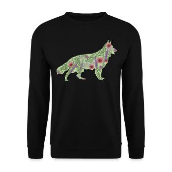White Shepherd Dog Flowers - Unisex Sweatshirt - black - Front - Alina (178cm) & Michal (187cm)