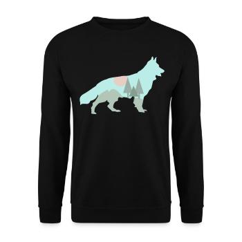 White Shepherd Dog Forest Outdoor - Unisex Sweatshirt - black - Front - Alina (178cm) & Michal (187cm)