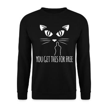Cat Grumpy Misanthrope - Unisex Pullover - Schwarz - Vorne - Alina (178cm) & Michal (187cm)