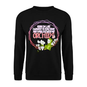 Orchids Flowers Orchid Phalaenopsis - Unisex Sweatshirt - black - Front - Alina (178cm) & Michal (187cm)