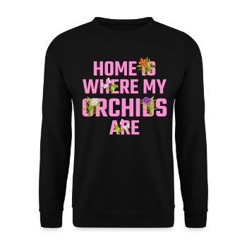 Flowers Orchid Orchids Phalaenopsis - Unisex Sweatshirt - black - Front - Alina (178cm) & Michal (187cm)