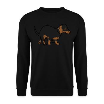 Dachshund Witz - Unisex Pullover - Schwarz - Vorne - Alina (178cm) & Michal (187cm)