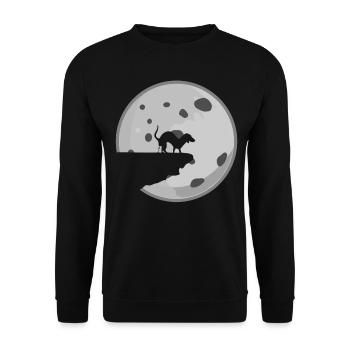 Dachshund Dog Pooping Moon Dogs - Unisex Pullover - Schwarz - Vorne - Alina (178cm) & Michal (187cm)