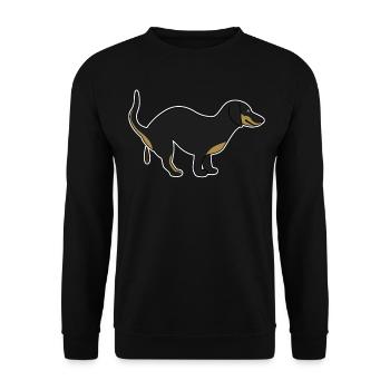 Pooping Dogs Dog Poop Dachshund - Unisex Pullover - Schwarz - Vorne - Alina (178cm) & Michal (187cm)