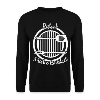 BBQ Barbecue Poitrine de bœuf Steak - Sweat-shirt Unisexe - noir - Devant - Alina (178cm) & Michal (187cm)