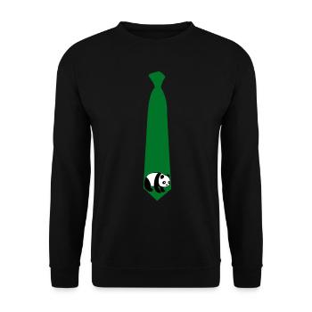 Panda Tie with Panda Bear - Unisex Pullover - Schwarz - Vorne - Alina (178cm) & Michal (187cm)