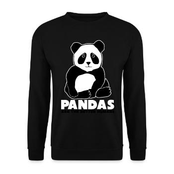 Panda Panda Bear Pandas Giant - Unisex Pullover - Schwarz - Vorne - Alina (178cm) & Michal (187cm)
