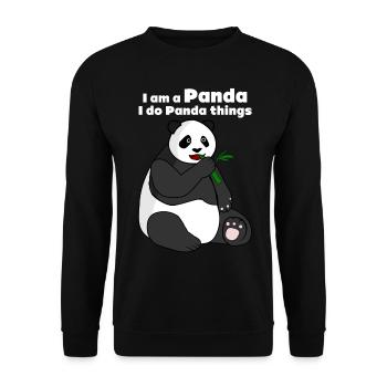 Giant Panda with Bamboo Panda Bear - Unisex Pullover - Schwarz - Vorne - Alina (178cm) & Michal (187cm)