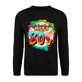 Retro 1980 80s Disco - Unisex Sweatshirt - black - Front - Alina (178cm) & Michal (187cm)