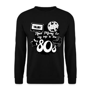 1980 Vintage 80s Music Tape Disco - Unisex Pullover - Schwarz - Vorne - Alina (178cm) & Michal (187cm)