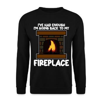 Fireplace Oven Firewood Stove - Unisex Sweatshirt - black - Front - Alina (178cm) & Michal (187cm)
