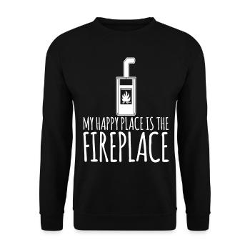Oven Firewood Fireplace - Unisex Sweatshirt - black - Front - Alina (178cm) & Michal (187cm)