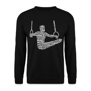 Gymnastique Gymnastique Gymnastique à anneaux Typographie Gymnastique - Sweat-shirt Unisexe - noir - Devant - Alina (178cm) & Michal (187cm)
