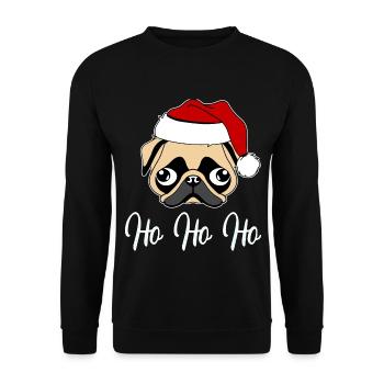 Mops Weihnachtsmann - Unisex Pullover - Schwarz - Vorne - Alina (178cm) & Michal (187cm)