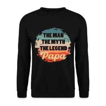 THE MAN THE MYTH THE LEGEND PAPA - Unisex Pullover - Schwarz - Vorne - Alina (178cm) & Michal (187cm)