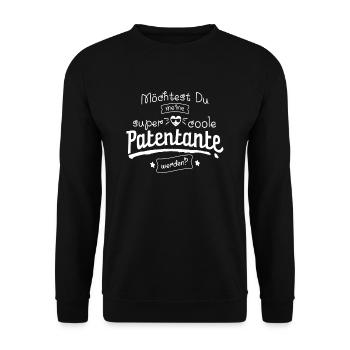 Möchtest Du meine super coole Patentante werden? - Unisex Pullover - Schwarz - Vorne - Alina (178cm) & Michal (187cm)