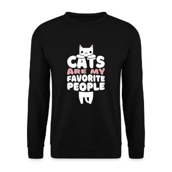 Katzen sind meine favorisierten Menschen - Unisex Pullover - Schwarz - Vorne - Alina (178cm) & Michal (187cm)