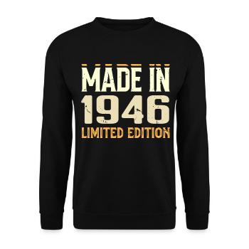 Tolles Geschenk zum Jubiläum von 1946 von 1946 Retro - Unisex Pullover - Schwarz - Vorne - Alina (178cm) & Michal (187cm)