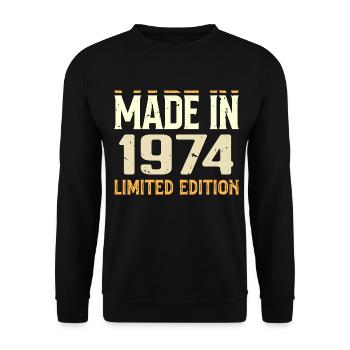 Tolles 1974 Geburtstagsgeschenk seit 1974 Retro - Unisex Pullover - Schwarz - Vorne - Alina (178cm) & Michal (187cm)