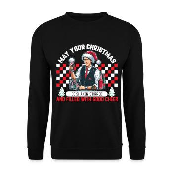 Christmas Vibes - Shaken, Stirred & Merry Cheers - Unisex Sweatshirt - black - Front - Alina (178cm) & Michal (187cm)