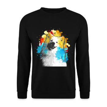 Aquarelle Samoyède multicolore - Sweat-shirt Unisexe - noir - Devant - Alina (178cm) & Michal (187cm)