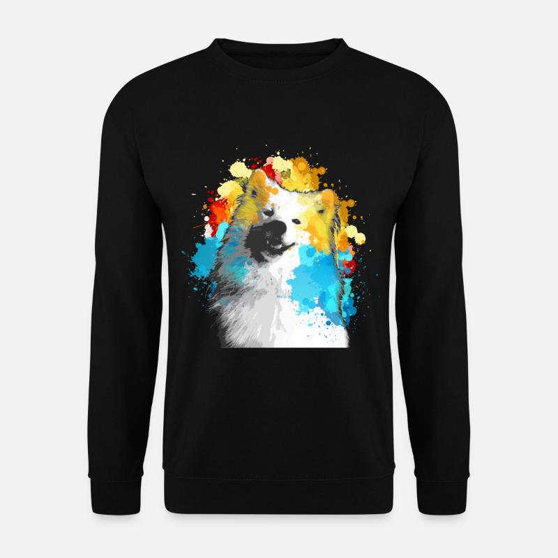 Samojede Wasserfarben Bunt - Unisex Pullover - Schwarz