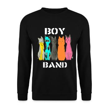 Katzen Cartoon Comic Design - Unisex Pullover - Schwarz - Vorne - Alina (178cm) & Michal (187cm)