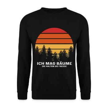 Ich Mag Bäume Die Halten Die Fresse - Waldliebe - Unisex Pullover - Schwarz - Vorne - Alina (178cm) & Michal (187cm)