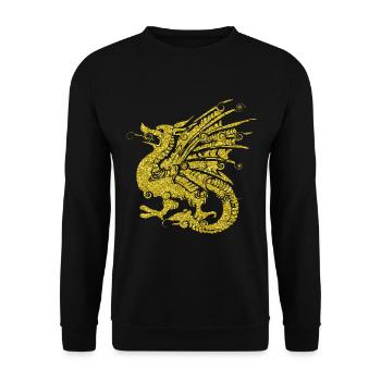 Golden Dragon Drache Märchen Fantasie Geschenk - Unisex Pullover - Schwarz - Vorne - Alina (178cm) & Michal (187cm)
