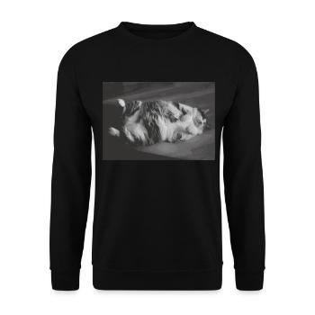 Chat endormi en noir et blanc - Sweat-shirt Unisexe - noir - Devant - Alina (178cm) & Michal (187cm)