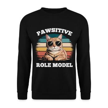 Lustiges Tabby Cat Pfotenartiges Vorbild - Unisex Pullover - Schwarz - Vorne - Alina (178cm) & Michal (187cm)