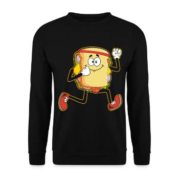 Sandwich Stirnband Lauband Fitness Läufer Laufen - Unisex Pullover - Schwarz - Vorne - Alina (178cm) & Michal (187cm)