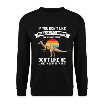 Paläontologie-Lehrer und Parasaurolophus Motif - Unisex Pullover - Schwarz - Vorne - Alina (178cm) & Michal (187cm)