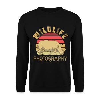 Photographie animalière Rhino Photographe Rétro Rétro - Sweat-shirt Unisexe - noir - Devant - Alina (178cm) & Michal (187cm)