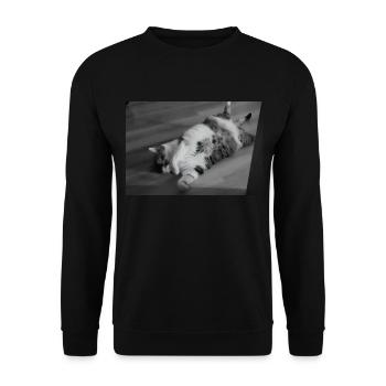 Chemise de nuit officielle Chat Pyjama Cat Maman Front - Sweat-shirt Unisexe - noir - Devant - Alina (178cm) & Michal (187cm)