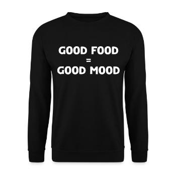 Gutes Essen Lustiges Zitat - Unisex Pullover - Schwarz - Vorne - Alina (178cm) & Michal (187cm)