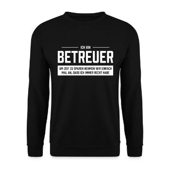 Ich bin Betreuer - Unisex Pullover - Schwarz - Vorne - Alina (178cm) & Michal (187cm)