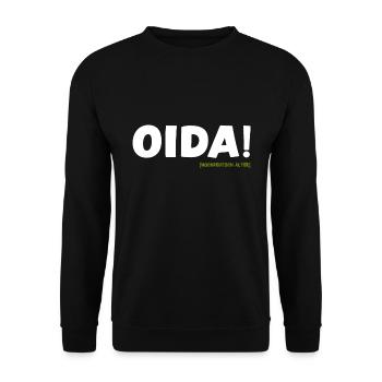 Oida Alter Dialekt lustiger Spruch bayrisch - Unisex Pullover - Schwarz - Vorne - Alina (178cm) & Michal (187cm)