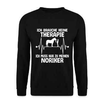 Noriker Pferd Herzschlag Therapie Spruch Lustig - Unisex Pullover - Schwarz - Vorne - Alina (178cm) & Michal (187cm)