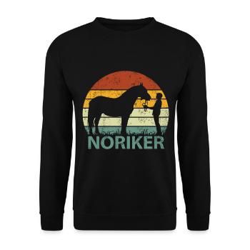 Noriker Pferd Retro Vintage - Unisex Pullover - Schwarz - Vorne - Alina (178cm) & Michal (187cm)