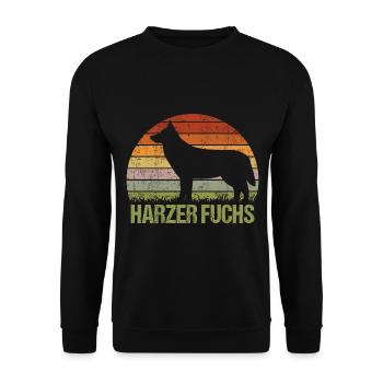 Harzer Fuchs Vintage Retro - Unisex Pullover - Schwarz - Vorne - Alina (178cm) & Michal (187cm)