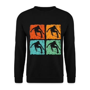 Vintage Retro Skateboard Skateboard Cadeau - Sweat-shirt Unisexe - noir - Devant - Alina (178cm) & Michal (187cm)