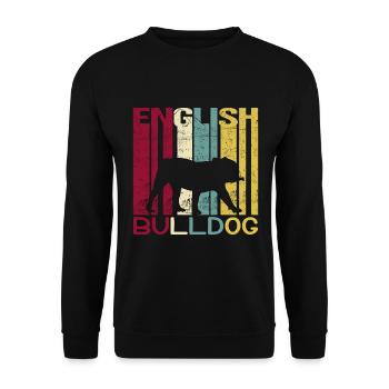 English Bulldog Retro Vintage - Unisex Sweatshirt - black - Front - Alina (178cm) & Michal (187cm)