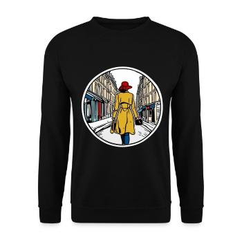 Walking the streets of Paris - Unisex Pullover - Schwarz - Vorne - Alina (178cm) & Michal (187cm)