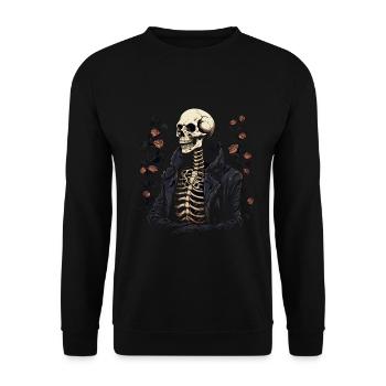 Halloween Skelett Mit Rosen - Unisex Pullover - Schwarz - Vorne - Alina (178cm) & Michal (187cm)