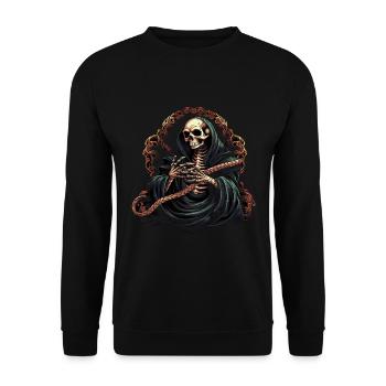 Halloween Skelett Mit Schlange - Unisex Pullover - Schwarz - Vorne - Alina (178cm) & Michal (187cm)